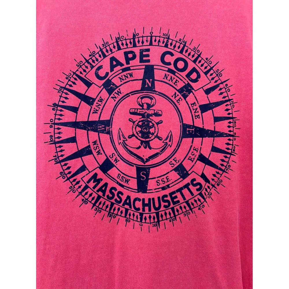 Comfort Colors T-Shirt Women Large Pink Cape Cod Nautical Graphic Tee